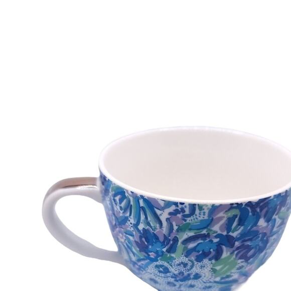 Lilly Pulitzer 12oz Ceramic Mugs Blue Floral Pair of 2 - Picture 4 of 9